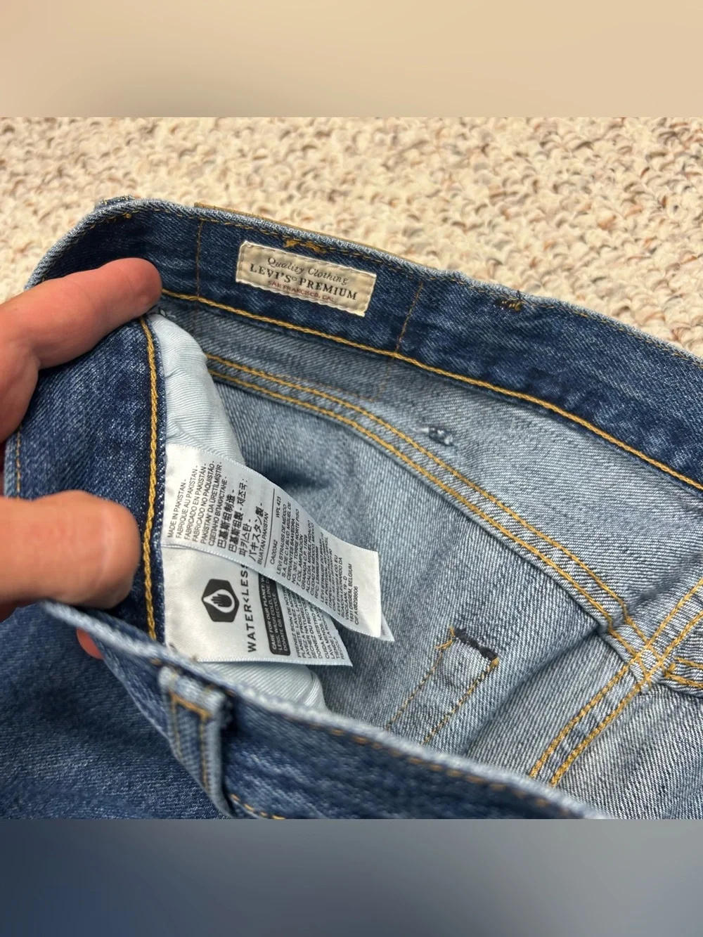Levi’s Premium Mens 501 Button-Fly Straight Fit Blue Jeans 38x34 Big E